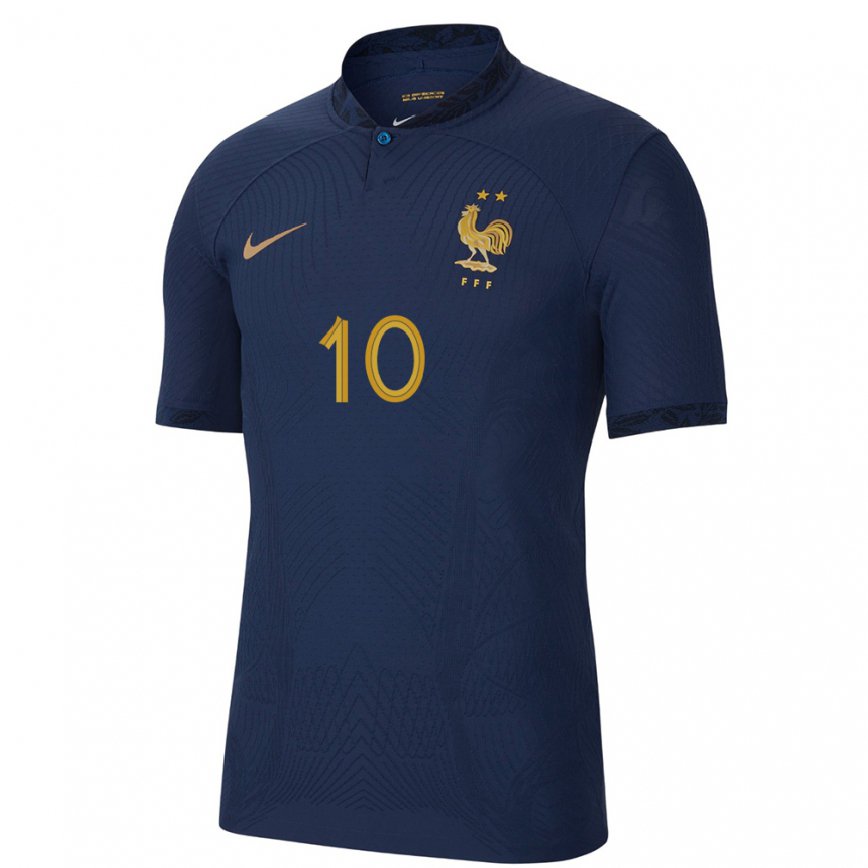 Hombre Camiseta Francia Kylian Mbappe #10 Marino Equipación 22-24 Argentina